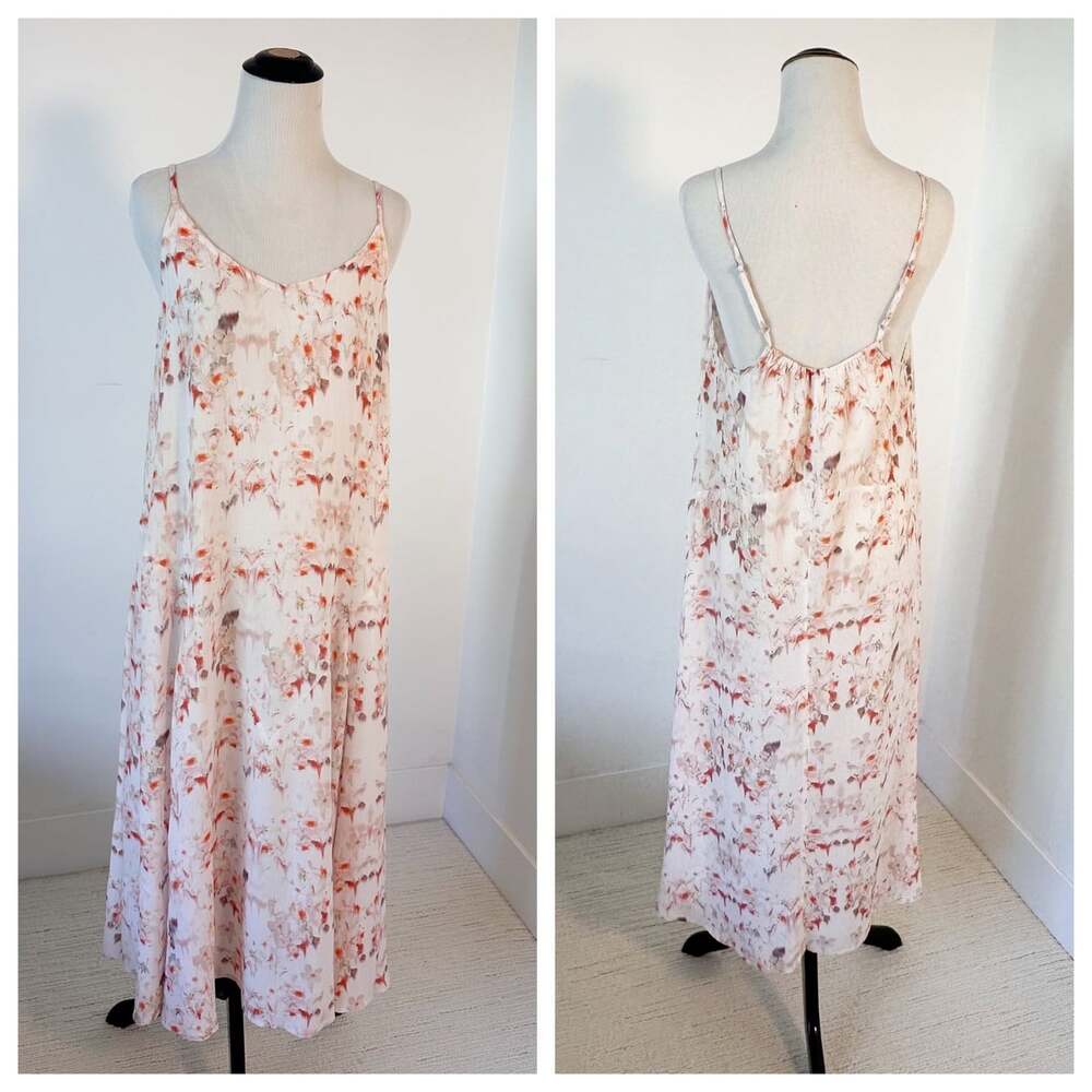 ALLSAINTS Sz 4 Pink Slip Dress Watercolor Floral Fairy Coquette Wedding Guest